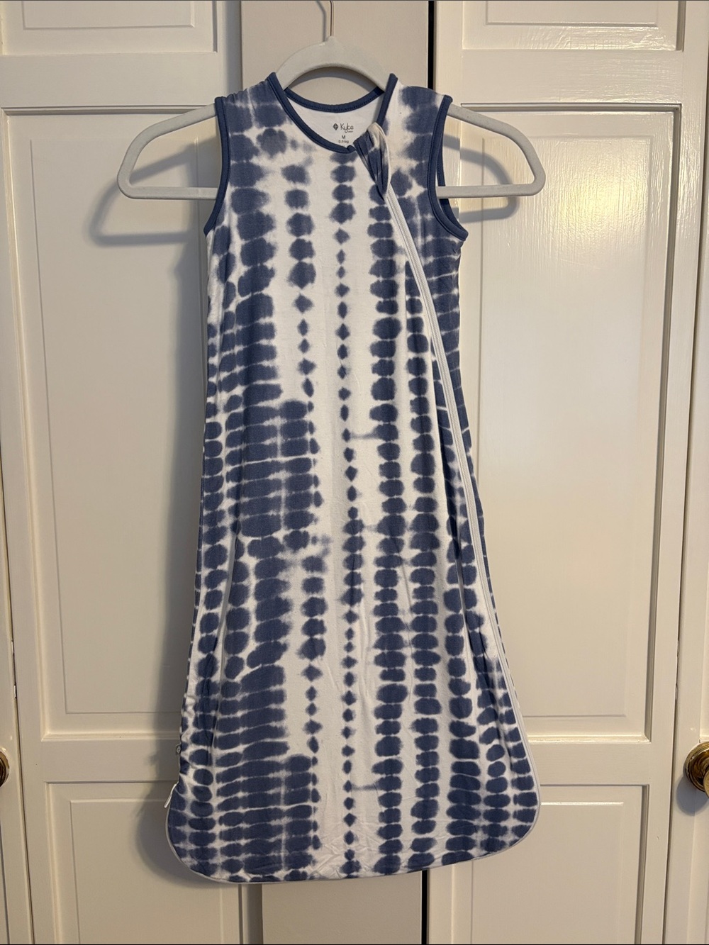 Kyte Baby Steel Blue & White Tie-Dye Sleeveless Baby Sleep Sack M 0.5 tog